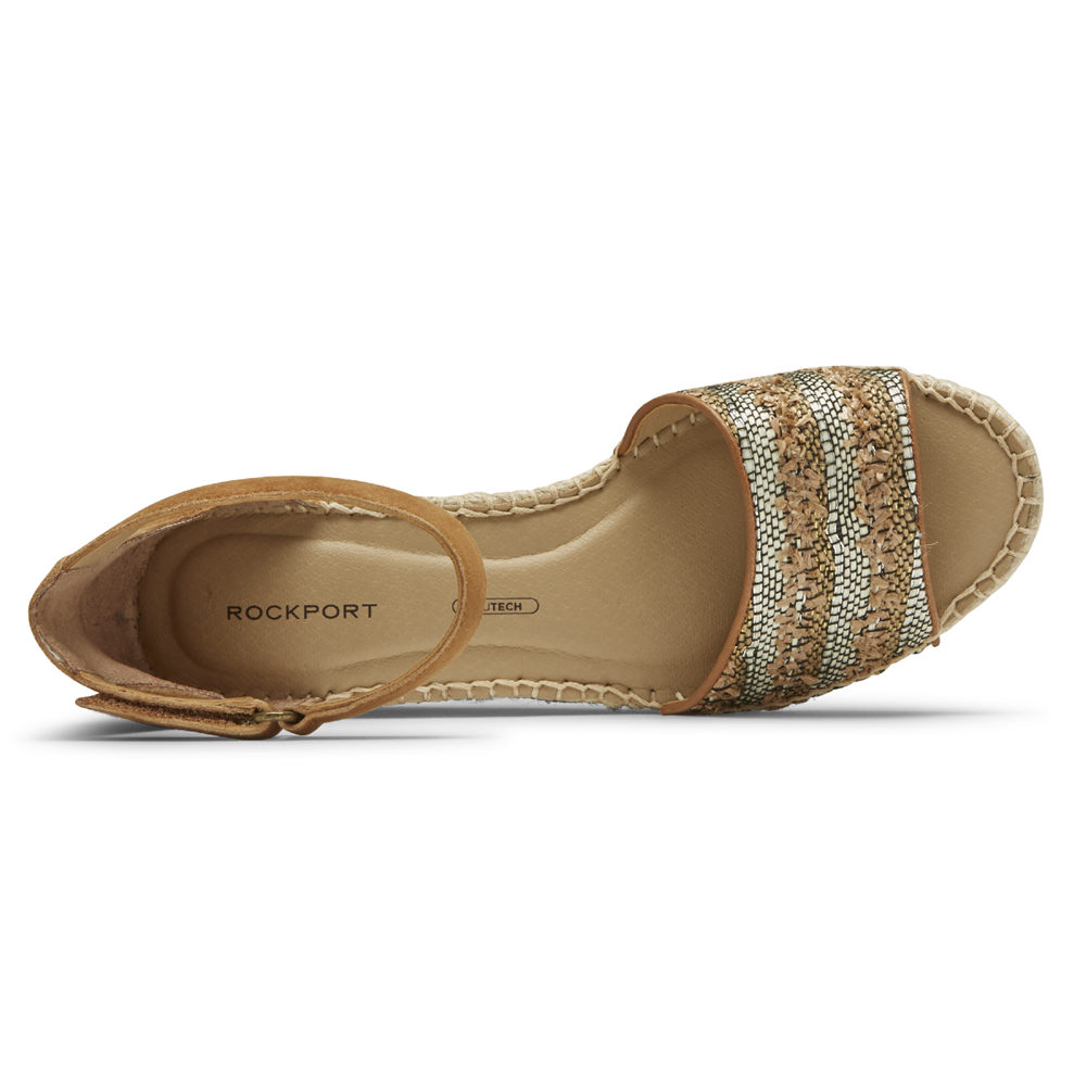 Rockport Sandaler Dame Khaki - Marah Woven Ankle Strap - XMIU69174
